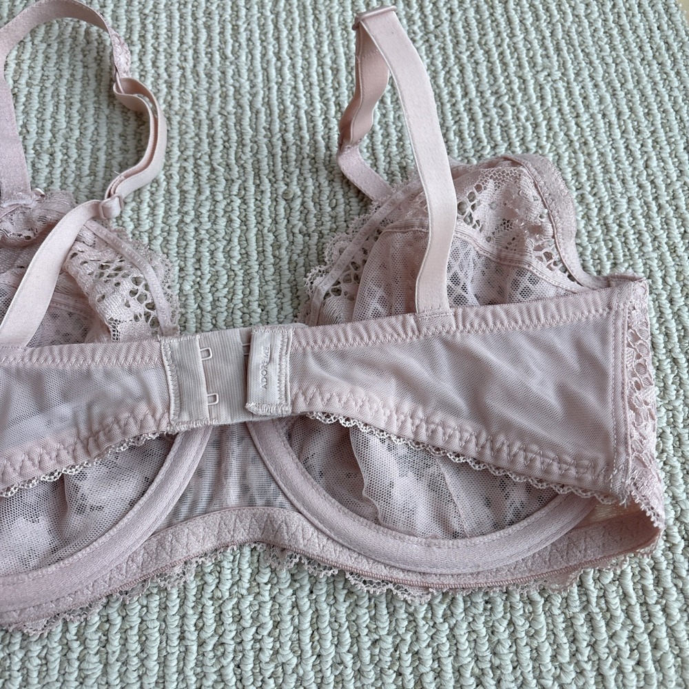 Adore Me Women Bra 32DDD Beige Unlined Sheer Underwire Lace Adjustable - Picture 7 of 9